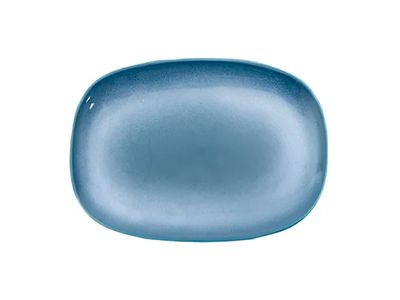 serveerschotel uit aardewerk blauw 35x26cm