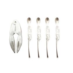 Point-Virgule set fruits de mer 5 pcs - fourchettes et pince à homard en inox 13.5x5.3x1cm 