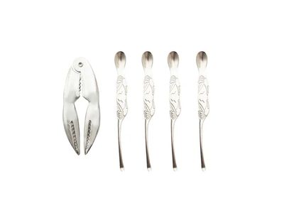 set fruits de mer 5 pcs - fourchettes et pince à homard en inox 13.5x5.3x1cm