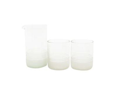 set van karaf 450 ml en 2 glazen 250ml uit upcycled glas helder