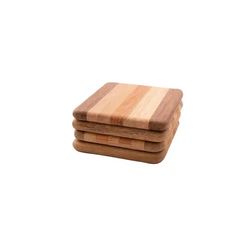 Point-Virgule set van 4 glasonderzetters uit gerecycleerd hout 9.5x9.5cm