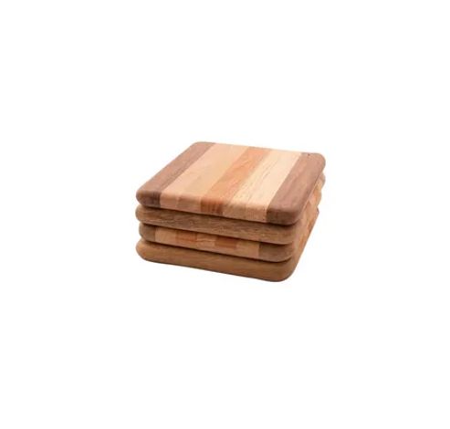 set van 4 glasonderzetters uit gerecycleerd hout 9.5x9.5cm  Point-Virgule