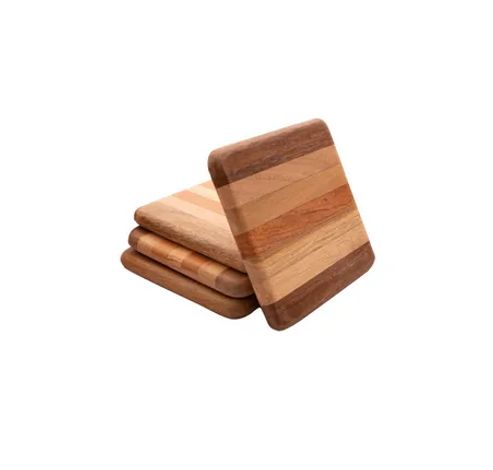 set van 4 glasonderzetters uit gerecycleerd hout 9.5x9.5cm  Point-Virgule