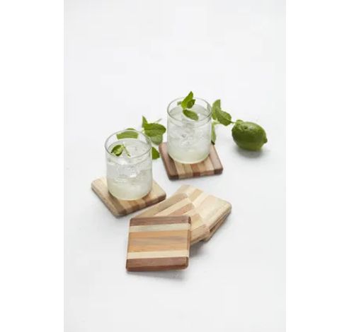 set van 4 glasonderzetters uit gerecycleerd hout 9.5x9.5cm  Point-Virgule