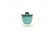 theemok met filter uit borosilicaatglas en kunststof blauw 300ml