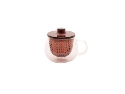 theemok met filter uit borosilicaatglas en kunststof aubergine 300ml