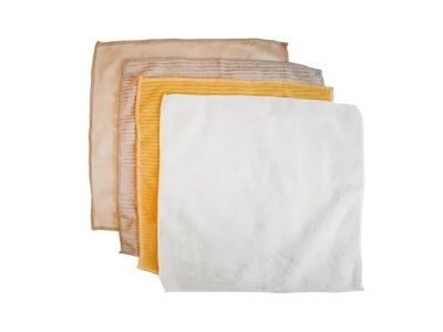 set de 4 chiffons en microfibre jaune/gris 32x31cm 