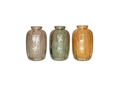 mini vaas uit glas geel, groen of grijs  Ø 6,5cm H 12cm