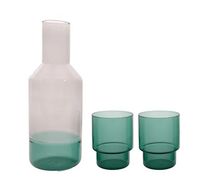 set van 2 glazen groen 220ml en karaf groen/grijs 1000ml (per 4st.) 