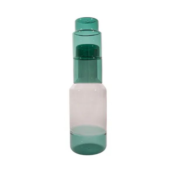 set van 2 glazen groen 220ml en karaf groen/grijs 1000ml (per 4st.) 