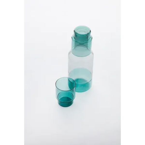 set van 2 glazen groen 220ml en karaf groen/grijs 1000ml (per 4st.) 