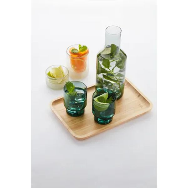 set van 2 glazen groen 220ml en karaf groen/grijs 1000ml (per 4st.) 