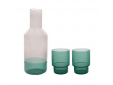 set van 2 glazen groen 220ml en karaf groen/grijs 1000ml