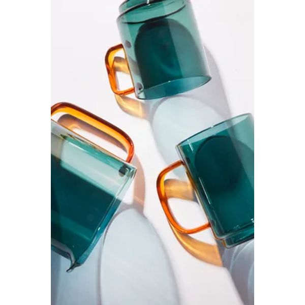 mok uit borosilicaat groen/amber  250ml (per 6st.) 