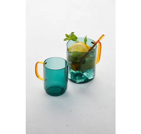 mok uit borosilicaat groen/amber  340ml (per 6st.)  Point-Virgule