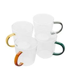 Point-Virgule set van 4 mokken met gekleurd handvat uit borosilicaatglas 300ml 