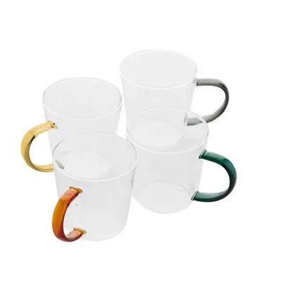 set van 4 mokken met gekleurd handvat uit borosilicaatglas 300ml  Point-Virgule