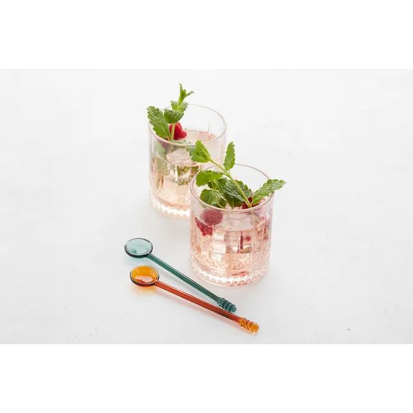 set van 4 gekleurde lepels uit borosilicaatglas 15cm 