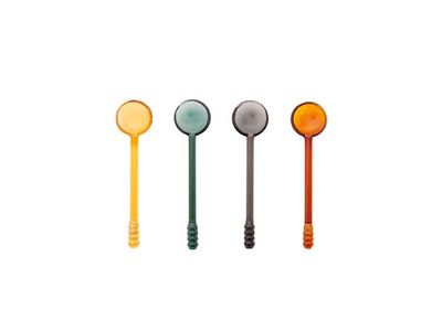 set van 4 gekleurde lepels uit borosilicaatglas 12cm