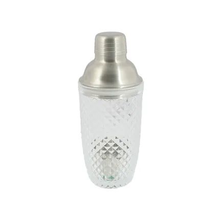 cobbler shaker uit glas en geborsteld rvs 400ml