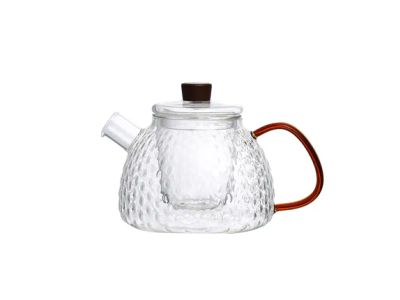 theepot met filter uit gehamerd borosilicaatglas 1L 