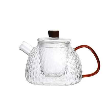 theepot met filter uit gehamerd borosilicaatglas 1L 