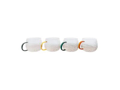 set de 4 tasses avec anse colorée en verre borosilicate martelé 400ml 