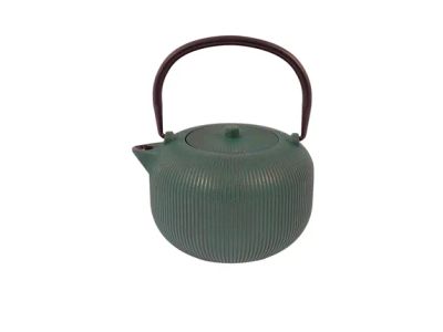 geribbelde theepot uit gietijzer 1L met interne emaillaag Forest Green