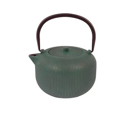geribbelde theepot uit gietijzer 1L met interne emaillaag Forest Green