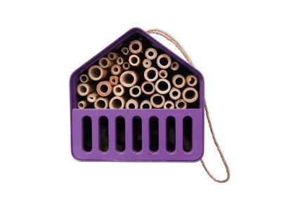 insectenhotel uit bamboevezel 16x13x16cm paars huis 
