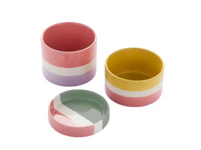 Sharing Summer set van 3 schaaltjes uit steengoed 10x10x17cm