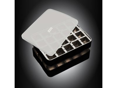 Ijsblokjesvorm uit silicone kubus met deksel zwart 3x3cm