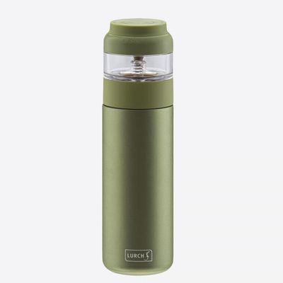 Dubbelwandige theefles met infuser uit rvs groen 400ml 