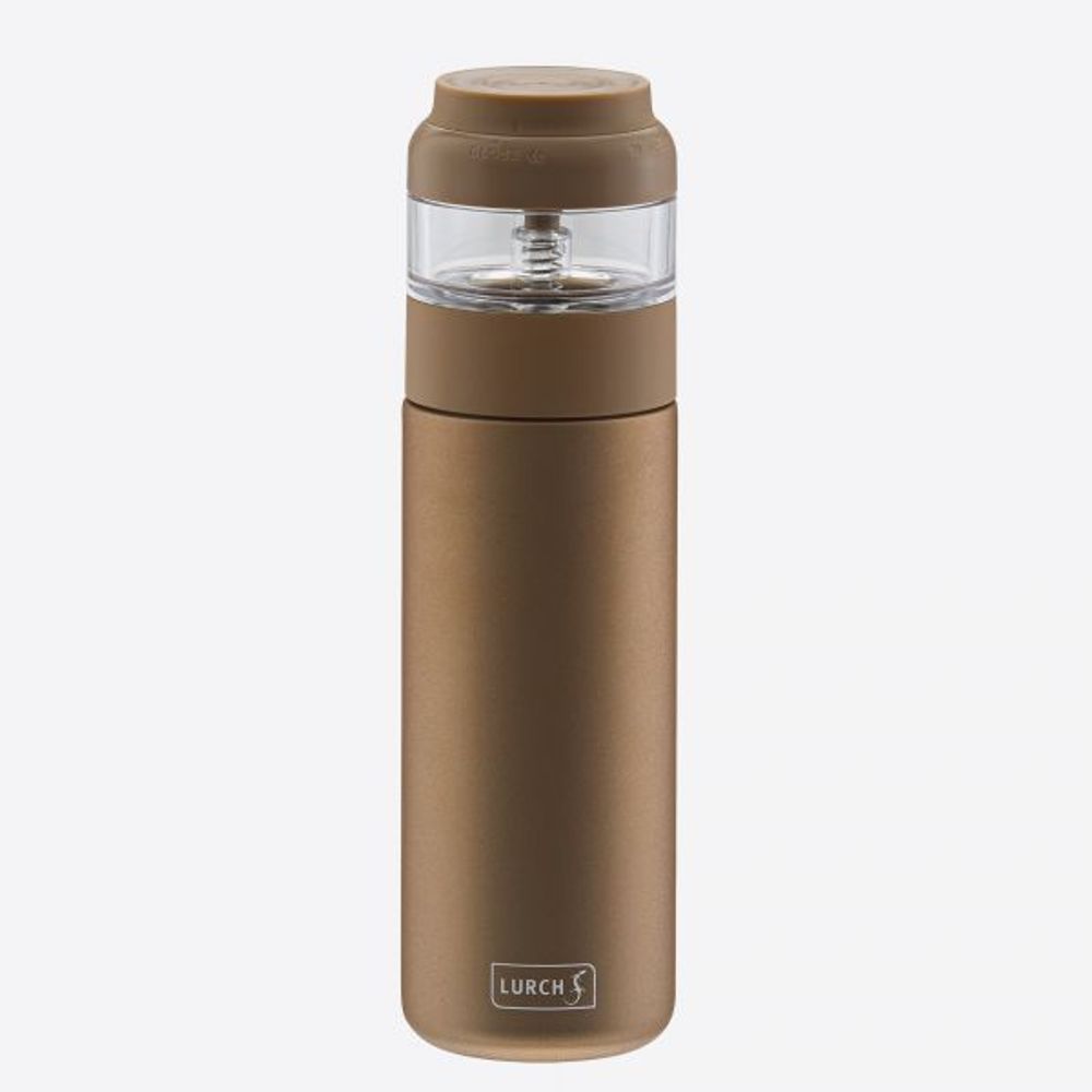 Dubbelwandige theefles met infuser uit rvs mokka 400ml 