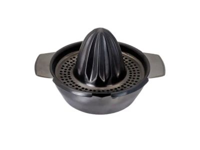 presse-agrumes avec bac de récupération en acier inoxydable Smokey Grey 13.6x16.6x9.5cm