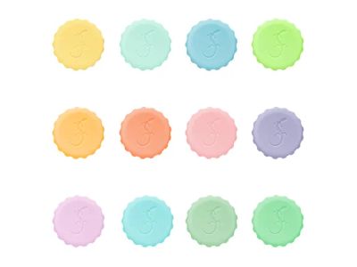set de 12 bouchons pastel colorés en silicone Ø3.1cm H1cm