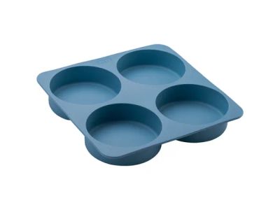 Flexistarter bakvorm voor 4 hamburgerbroodjes uit silicone blauw Ø 10cm