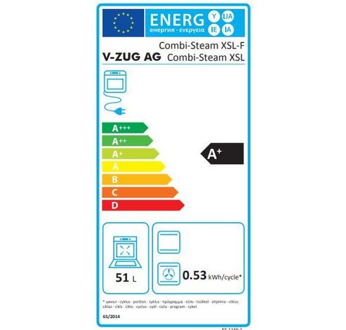 Combi-Steam XSLF 45cm Spiegelglas - Verzinkbare handgreep  V-ZUG