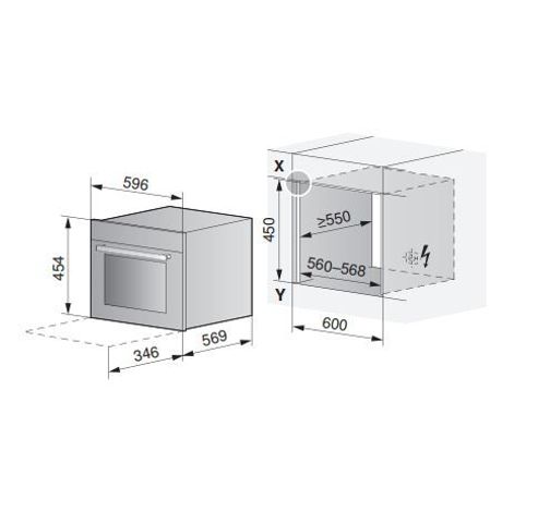 Combi-Steam XSLF 45cm Spiegelglas - Verzinkbare handgreep  V-ZUG