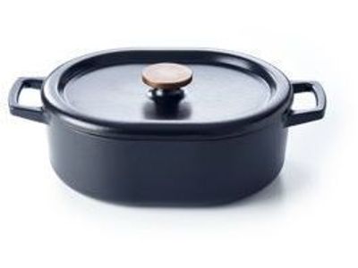 Nori Stoofpot met deksel ovaal 31cm Zwart