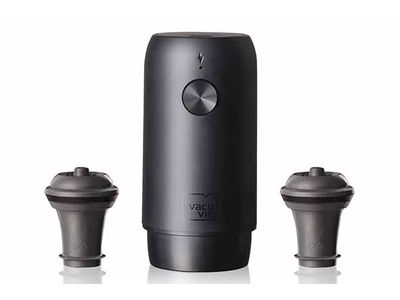 Elektrische Wine Saver Zwart Met 2x Vacuum Flessenstop - Oplaadbaar