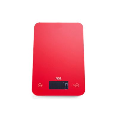 Digitale Keukenweegschaal Slim Rood 23x15cm Incl. 2x Cr2032 - Lcd Display  ADE