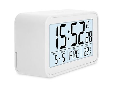 Digitale Alarmklok Wit 10,1x6,2xh3,9cm Radiogestuurd - Incl. 2x Aaa