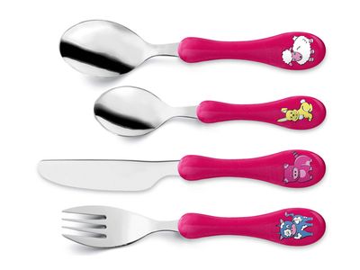 Kinder Kinderbestek Fuchsia 4delig