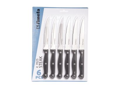 STEAK S6 STEAKMESSEN  ZWART  BLISTER