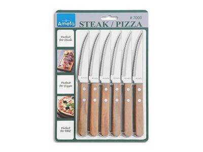 Pizza Natural Wood Steakvork Set6