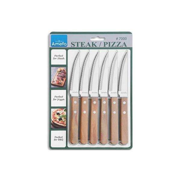 Pizza Natural Wood Steakvork Set6 