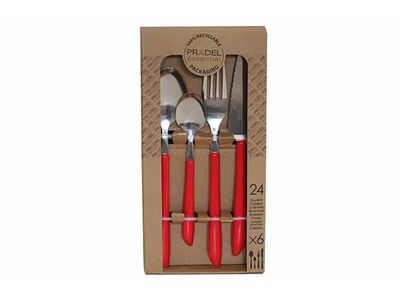 Pradel Essentiel Vibrato Bestekset 24pcs  Rood 18/0 - Handvat Uit Pp