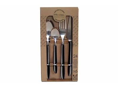 Pradel Essentiel Vibrato Bestekset 24pcs Zwart 18/0 - Handvat Uit Pp