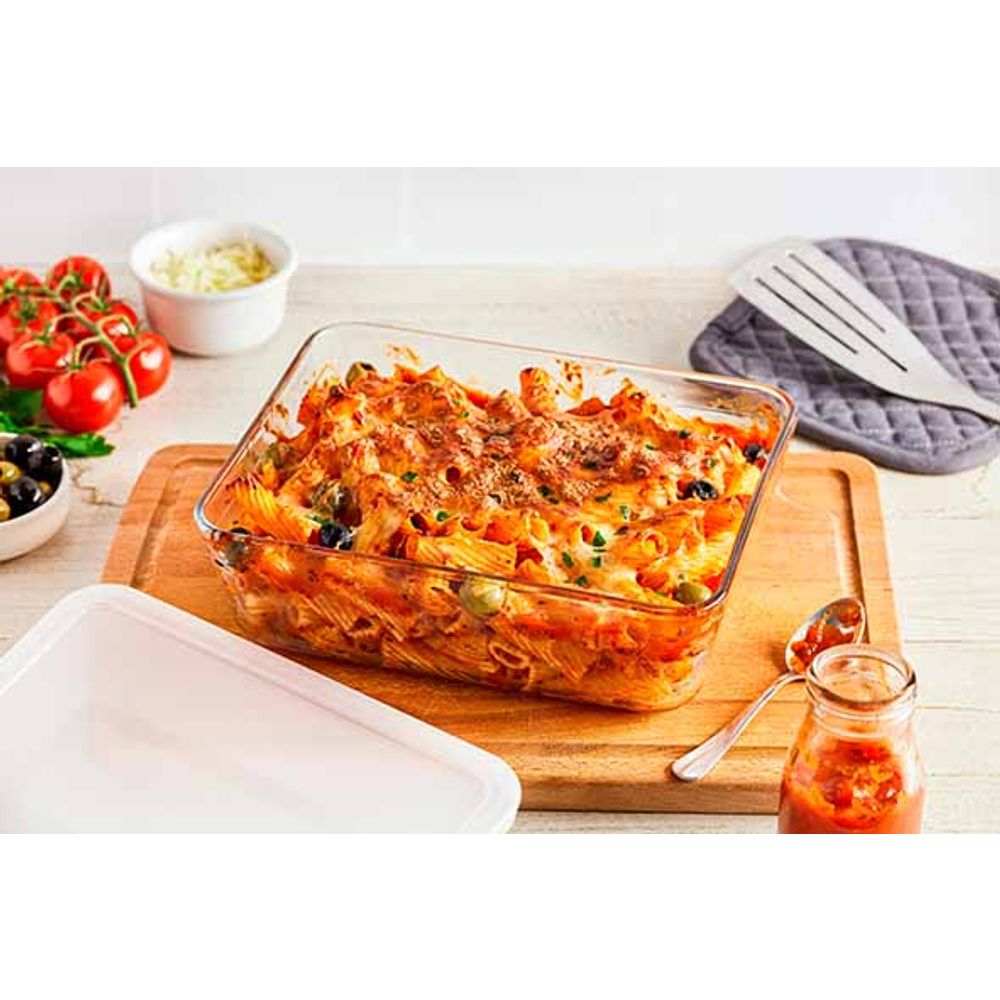 Pyrex Ovenschotels Rechthoekige Ovenschaal met Plastic Vershouddeksel Cook&Freeze 25x20cm